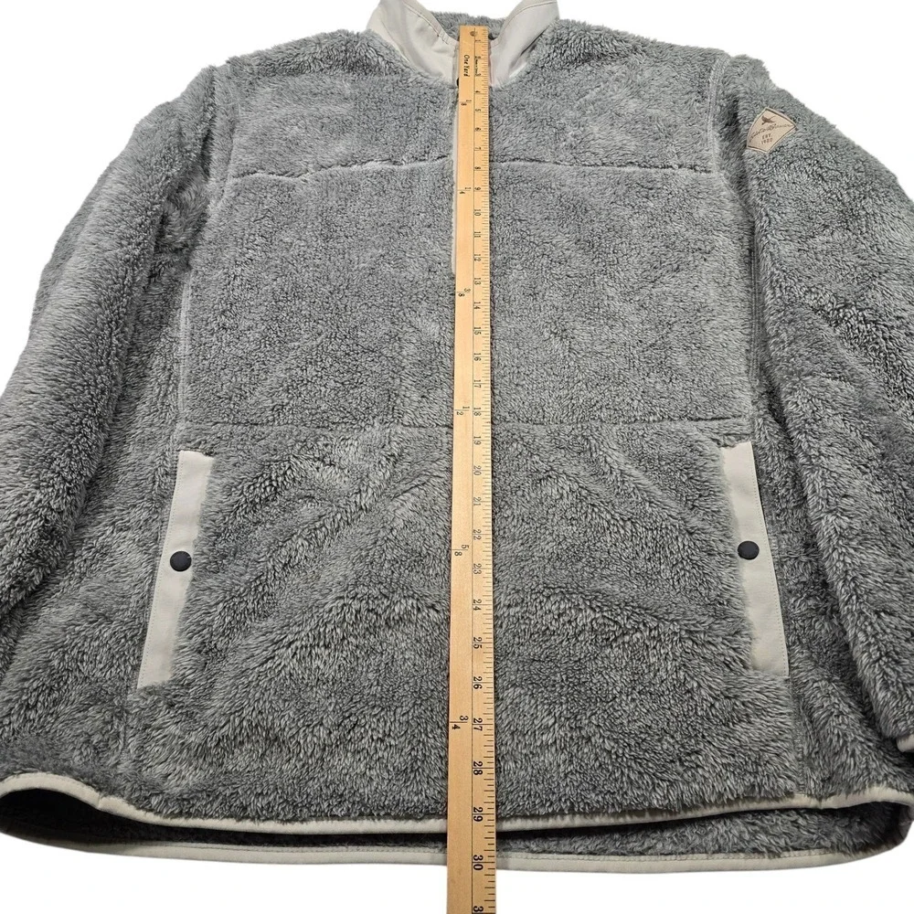 Eddie Bauer Mens large Sherpa Fleece Quarter Zip Pullover Gray Mock Neck Jacket